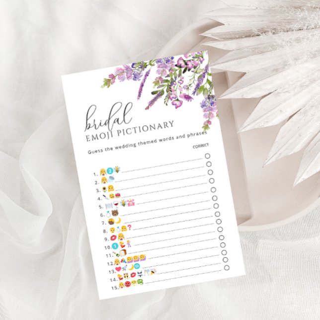 Élégant Lavande Floral Emoji jeu Pictionary (Créateur téléchargé)