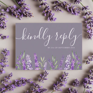 Élégant Lavande & Foliage Mariage RSVP