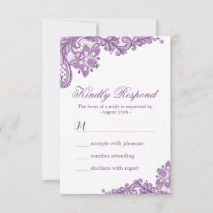 Élégant Lavande Purple Lace Motif RSVP