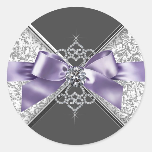 Élégant Lavande violet Diamants blancs Sticker (Devant)