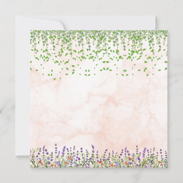 Elegant Lavender and Vine Blank Greeting Card with (Devant)