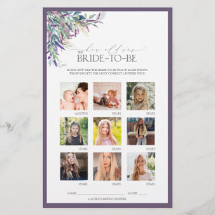 Élégant Lavender Floral Fête des mariées Jeu