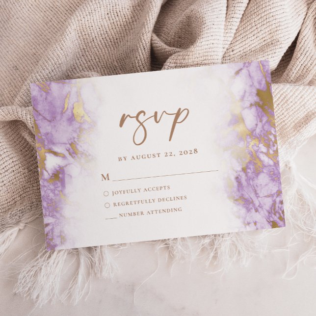 Elégant Lavender Gold Marble RSVP (Créateur téléchargé)