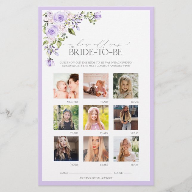 Élégant Lavender Lavender Fête des mariées Florale (Devant)