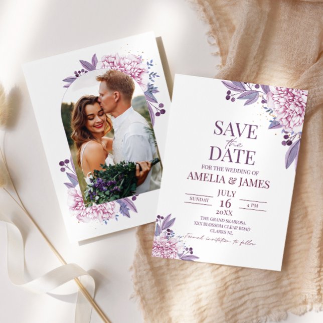 Elégant Lavender Lilac Photo Arch Boho Invitation (Créateur téléchargé)