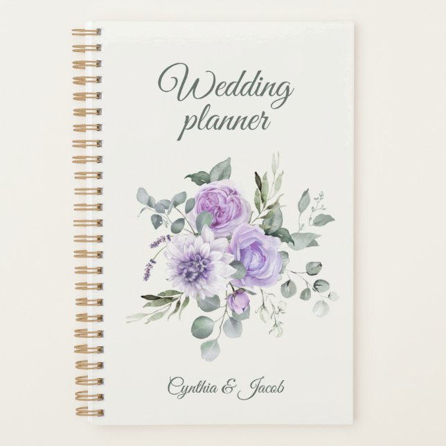 Elegant Lavender Roses Eucalyptus Wedding Planner (Devant)