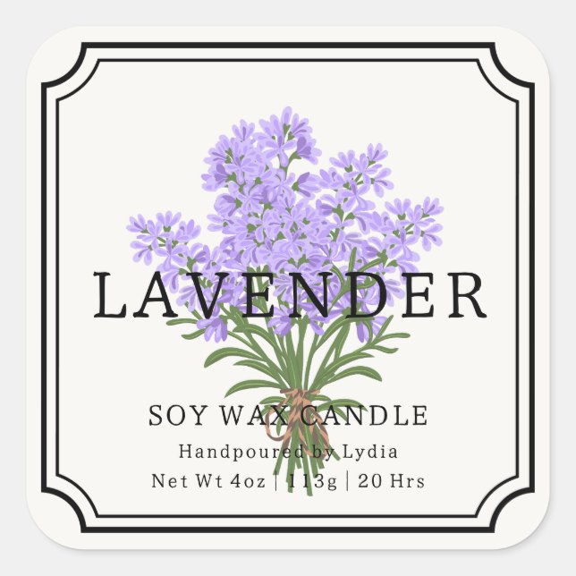 Élégant Lavender Soy Cax Étiquette d'affaires (Devant)
