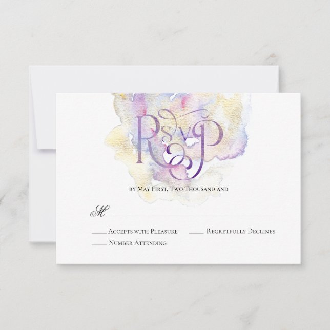 Élégant Lavender Splash Wedding RSVP (Devant)