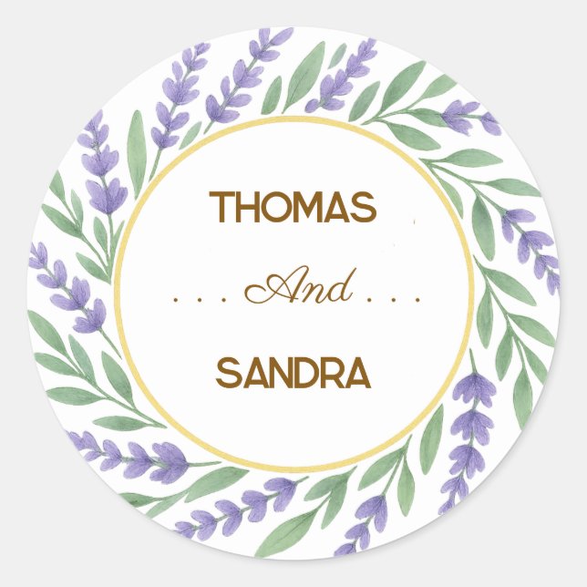 Elegant Lavender Watercolor Wedding Sticker (Devant)