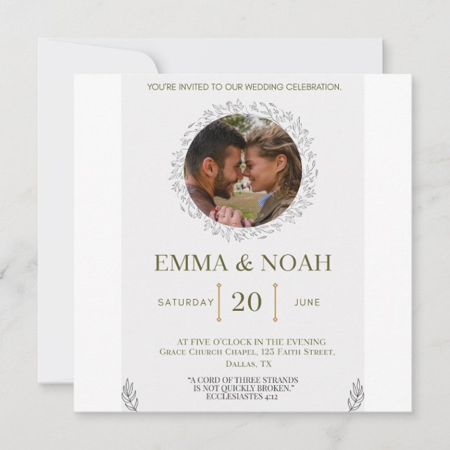 Elegant Leaf Arch Wedding Invitation with Ecclesia (Devant)