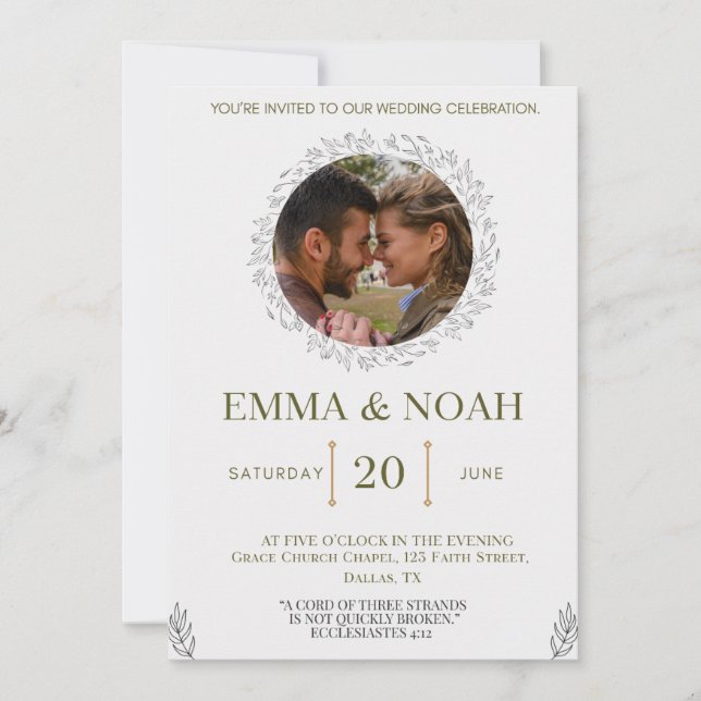 Elegant Leaf Arch Wedding Invitation with Ecclesia (Devant)