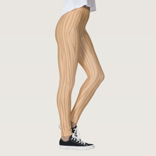 Élégant Leggings de texture de bois naturel pour t (Droite)