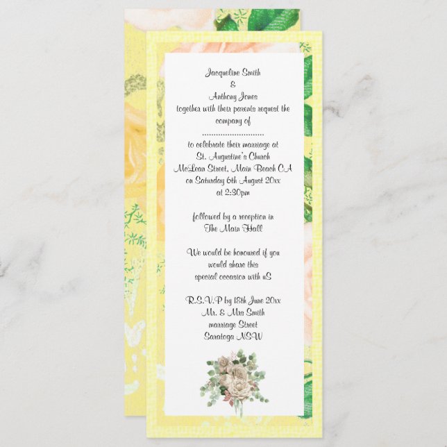 ÉLÉGANT LEMON JAUNE JARDIN MARIAGE INVITATION (Devant / Derrière)