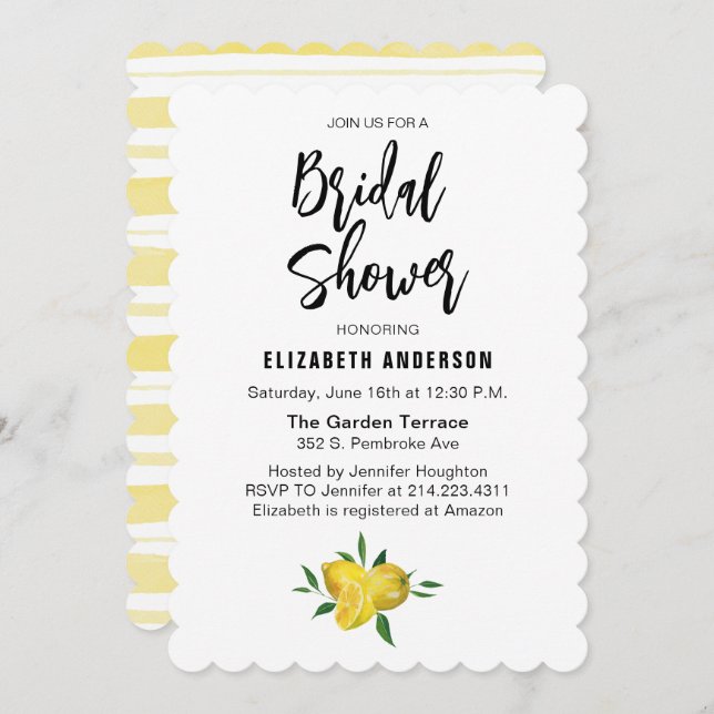 Élégant Lemon Summer Bridal Show Invitation (Devant / Derrière)