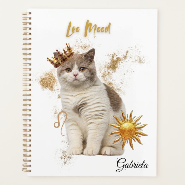 Elegant Leo Zodiac Cat Planner Notebook (Devant)