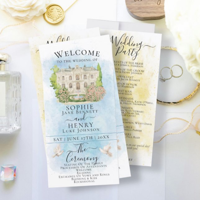 Elégant Lieu Fontaine colombe Luxe Mariage Program (Créateur téléchargé)