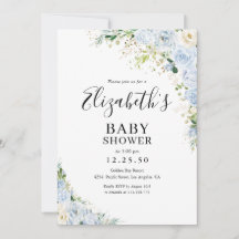 Elegant Light Blue Baby Shower Invitation