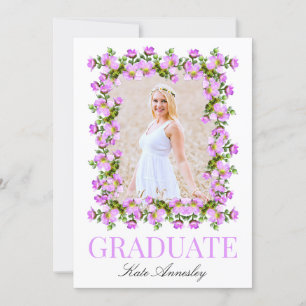 Élégant Lilac Floral Graduation Party Invitation