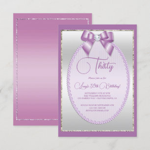Elégant Lilac Jewel Bow Invitation Anniversaire