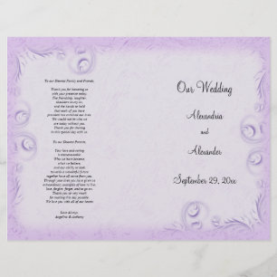 Élégant Lilac Scrollwork Wedding Programme