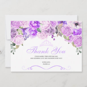 Élégant Lilac violet Floral Quinceanera Merci