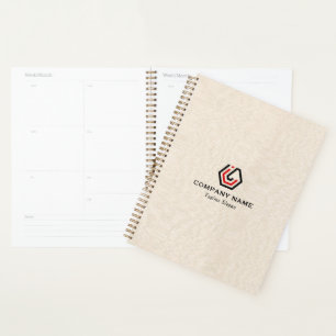 Elégant lin beige & stand dans le Carnet logo