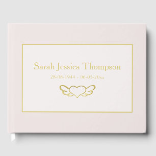 Élégant Livre de Condolence Rose & Or