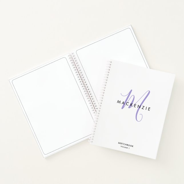 Elégant Livre de croquis de script de lavande blan (Intérieur)