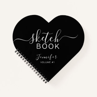Elégant Livre de croquis personnalisé noir Votre n
