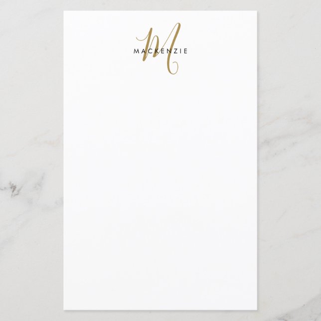 Élégant Livre de Monogramme de Script d'or blanc m (Devant)