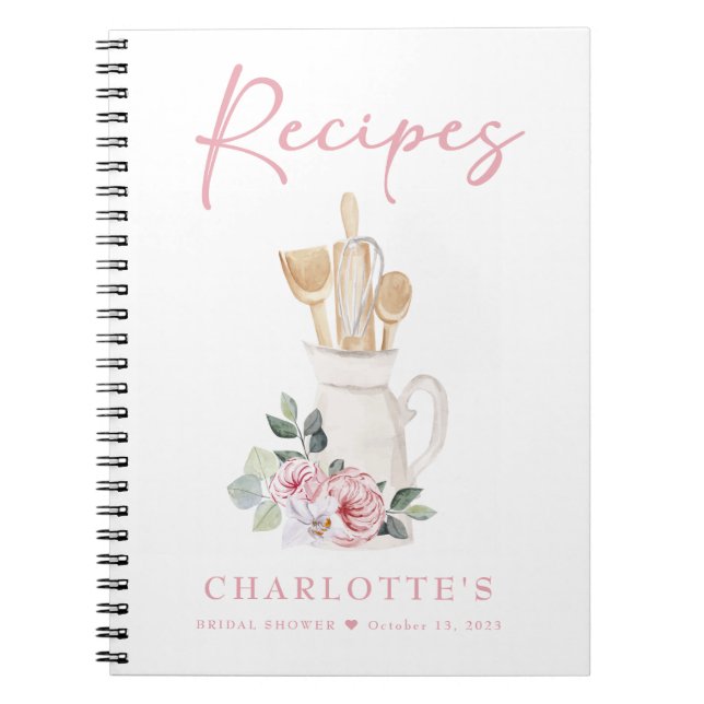Élégant livre de recettes de Fête des mariées rose (Devant)