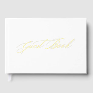 Élégant livre d'hôtes Mariage White & Gold Foil