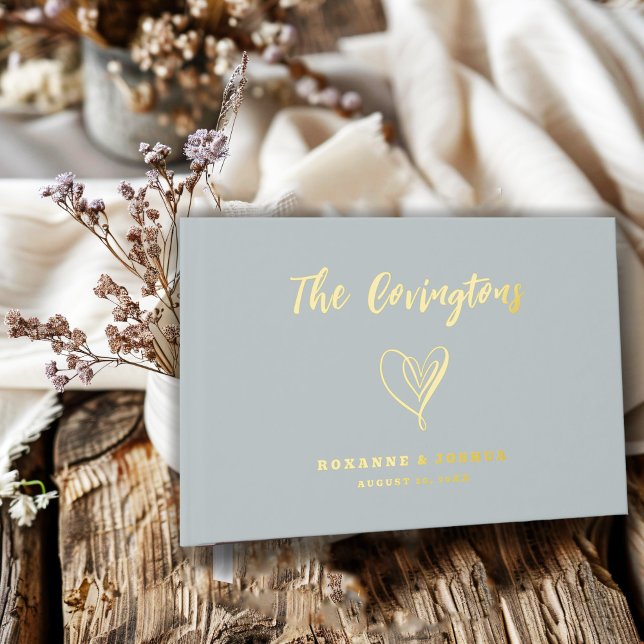 Elégant Livre d'or Mariage de Script bleu turquois (Créateur téléchargé)