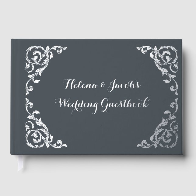Élégant Livre d'or Mariage Formal Charcoal Grey (Recto)
