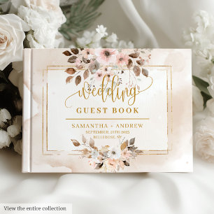 Élégant Livre d'or rose clair Boho Mariage