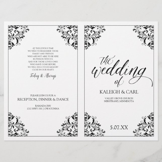 Élégant Livret de Programme de Mariage - Nadine (N (Devant)