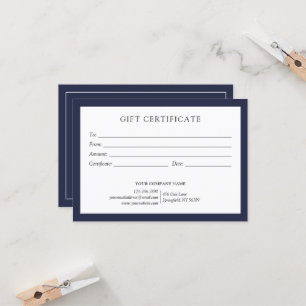 Élégant logo de certificat cadeau d'affaires bleu