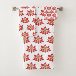 Élégant Lotus Fleur Rouge Or Zen Yoga Zen