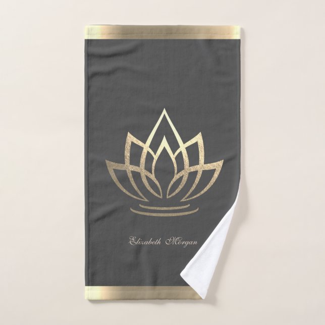 Elégant Lotus Or, Yoga (Serviette à main)