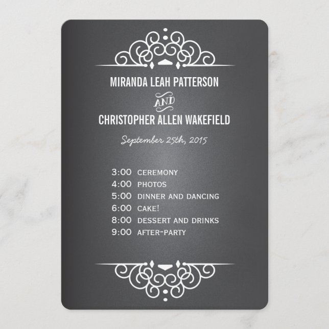 Elegant Love Chalkboard Programme | Carte Menu (Devant)
