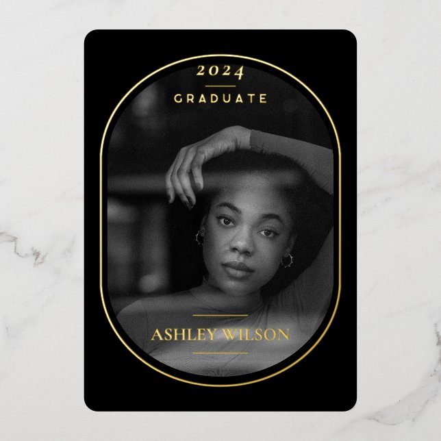 Elégant Luxe Photo Graduation Faire-part huile (Recto)