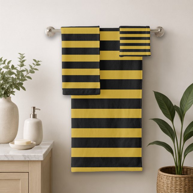 Élégant Luxe Rayures Noires et Dorées   (Créateur téléchargé)