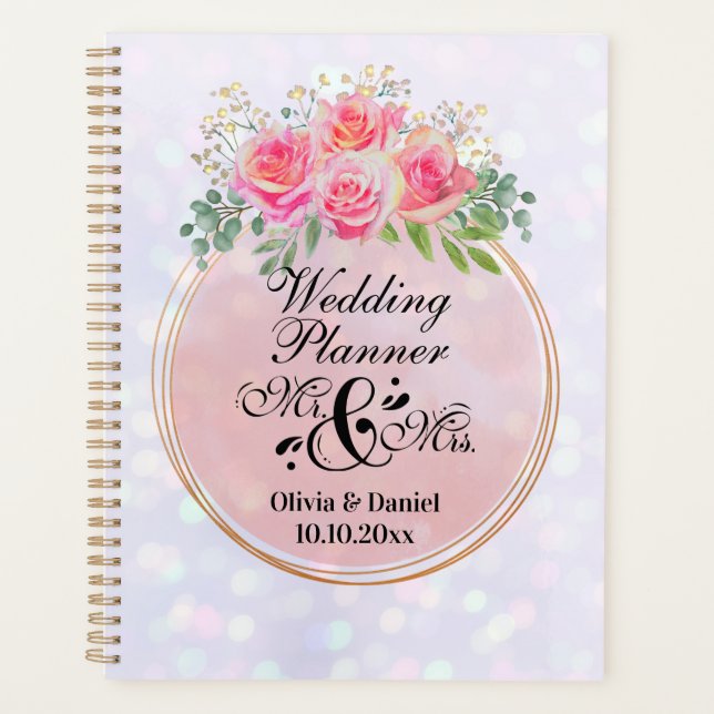 Élégant M. et Mme Fleurs Roses Mariage (Devant)