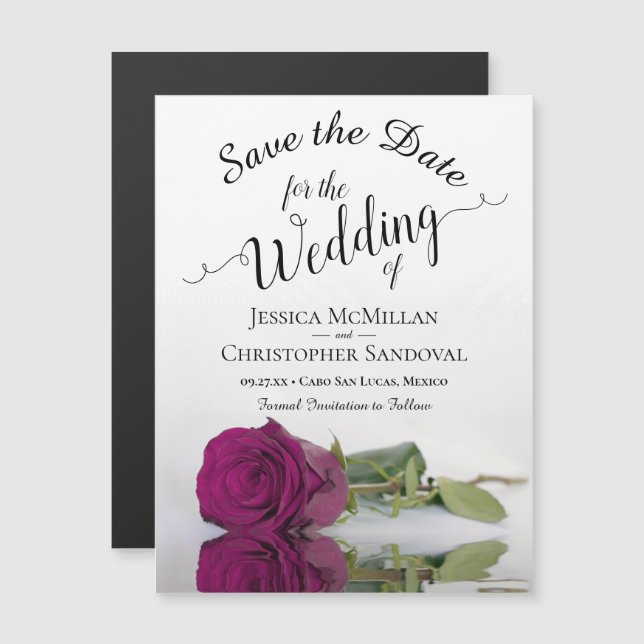 Elégant Magenta Rose mariage Enregistrer la date M (Devant / Derrière)
