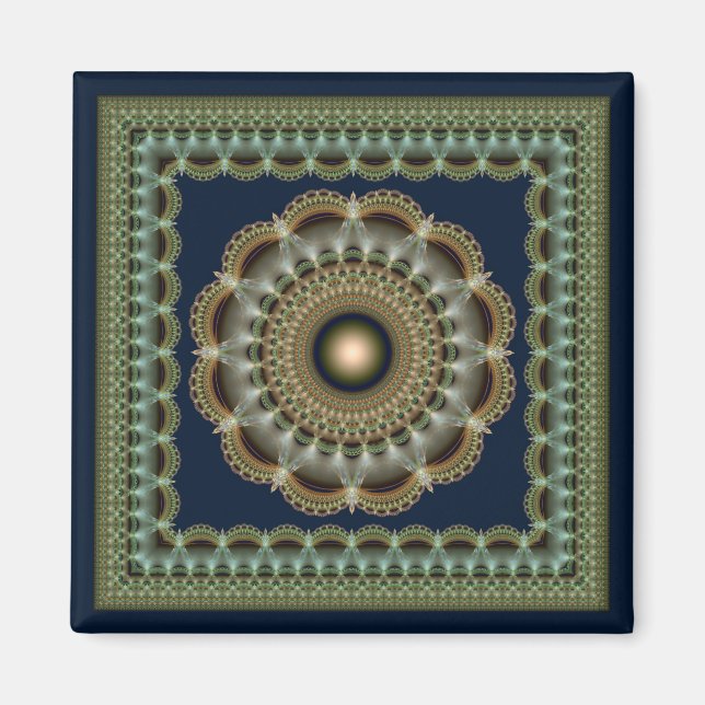 Élégant magnet de mandala fractal fabuleux (Devant)