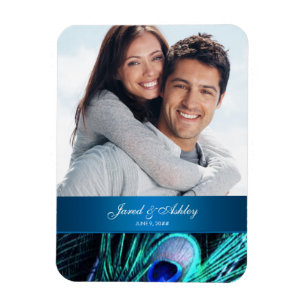 Elégant Magnet Réservez la date photo Peacock