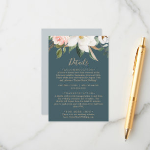 Élégant Magnolia   Détails Turquoise Carte de boît