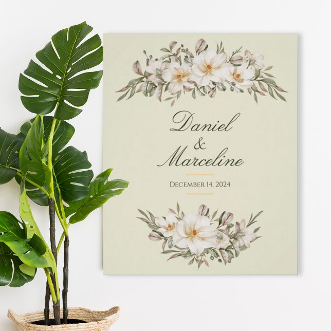 Elegant Magnolia Floral Wedding Poster (Créateur téléchargé)