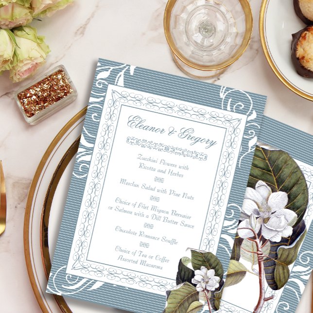 Elégant Magnolia Menus de mariage personnalisés (Créateur téléchargé)
