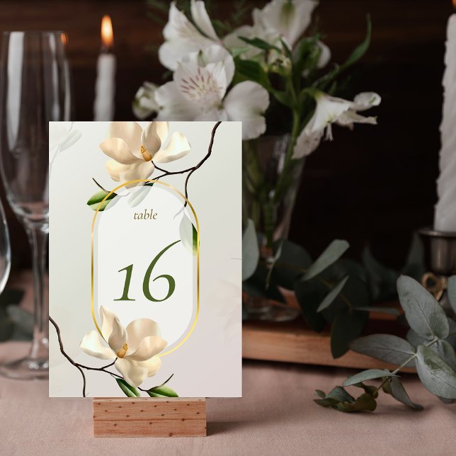 Élégant Magnolia Orientale Mariage Numéro de table (Elegant Oriental Magnolia Wedding Table Number)